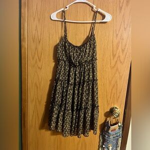Trixxi Floral Black and Gold Dress